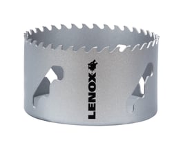 Lenox Carbide Tipped-hulsav på 102 mm med sølvfarvet krop, karbidtænder og Speed Slot-udskæringer.
