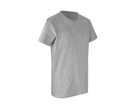 ID Identity økologisk børne t-shirt i lys grå melange, str. 8/10 år, med rund hals og korte ærmer.