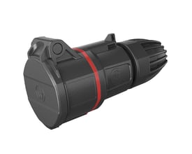 Walther CEE mellemled Neo 16A 5P 400V i rød og sort plast med fjederklemme og tydelig Walther-logo.