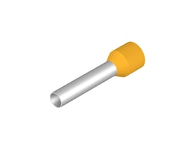 Detaljebillede af en Weidmüller isoleret tyller i gul, der viser kobberrøret og den gule polypropylen isolering for 6 mm² ledere.