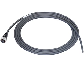 Siemens SIPLUS CMS2000 MIL-KABEL-1000 tilslutningskabel på 10 meter, grå kabel med metalstik med tre ben på hvid baggrund.