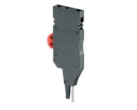 Weidmüller Testadapter ZTA 1 i grå plast med rød knap og fjederterminal til 1.5 qmm ledning.