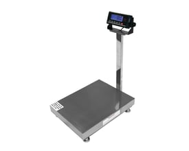 Diesella gulvvægt 150 kg med LCD display og 550x420 mm rustfri stålvejeplade på hvid baggrund.