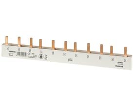 Siemens PIN skinne 5ST3668 til 16mm² ledere med 3-faset plus 8x fasestiftsforbindelser, vist på hvid baggrund.