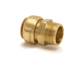 VSH Tectite overgangsmuffe/nippel i rødgods, 22 mm x 3/4'', med udvendig gevind og push-fit tilslutning.