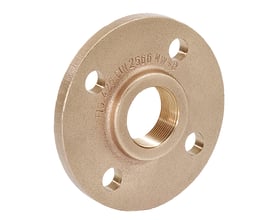 Kemper flange DN25 med 4 huller og PN16 trykklasse, fremstillet af messing på hvid baggrund.