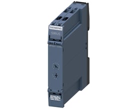Siemens SIRIUS 3RP25 tidsrelæ med 1 NO halvleder kontakt og 4 tidsintervaller fra 0,05 til 240 sekunder.