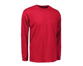 ID Identity Pro wear T-shirt med lange ærmer i str. S, vist i kraftig rød farve på hvid baggrund.