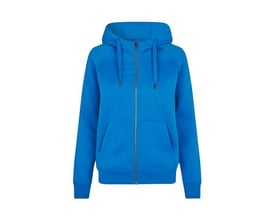 ID Identity hættecardigan til damer i azurblå, størrelse 2XL, med lynlås og kængurulomme.