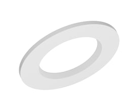 Hvid Ledvance Downlight Comfort-forlængerring på 140 mm, vist skråt med den brede ringform tydeligt synlig.
