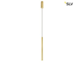 SLV HELIA 30 pendel i guld med en 7,5W LED lyskilde og 1,5 meter kabel isoleret på hvid baggrund.