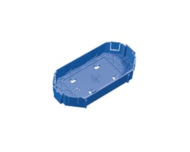 Schneider Electric Basisboks UFB-BB i blå plast, 126x64x23 mm, med indvendige forstærkninger og monteringshuller.