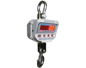 Robust IHS kranvægt Adam med 10000 kg kapacitet, komplet med roterende krog og sjækel samt digital display og fjernbetjeningsknapper.