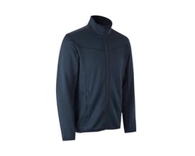 ID Identity navy cardigan i størrelse 4XL, med YKK lynlås foran og diskrete sidelommer.