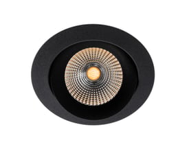 Frontvisning af SLC One 360° LED downlight i sort aluminium med 8W LED-lys på 4000K.