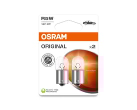 Osram Original R5W halogenpærer i 12V 5W med BA15S sokkel til bilbrug, pakke med 2 stk.