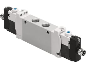 Festo enkelventil VUVG-Lk10 med M7 gevind, viser aluminiums hus og pneumatiske koblinger med blå knapper.