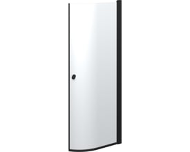 Dansani E91-03 halvrund brusekabinedør i klart glas med sort profil og sort greb, 200 x 72-74 cm.