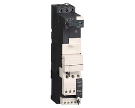 Schneider Electric TeSys U motorstarter LUB32 med klemmer, 32A/72VACDC, viser afbryderfunktion og styreenhed med klik-på design.