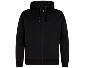Sort Engel All Weather hættetrøje i størrelse 2XL med hætte, snøre og lynlås foran.