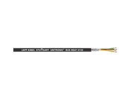 Lapp UNITRONIC BUS HEAT 6722 1x4x0,34 kabel med afskærmning og fire farvede ledere synlige.