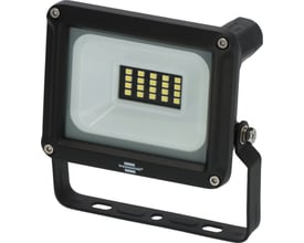 Forfra af Brennenstuhl 10W LED projektør, med synlige LED'er og brandlogo, klar til brug.