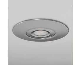 Ansell Lighting Prism Pro XM converter kit til Ø170 mm i satin krom, vist skråt med rund ring og centralt lysfelt.