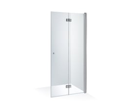 Brasta Simona brusekabine med højrevendt foldedør i klart glas og kromprofil, set skråt forfra, 100 x 200 cm.