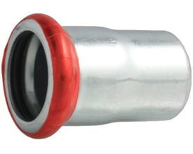 Unico forzinket slutmuffe til 54mm rør med rød O-ring og EPDM-pakning, klar til pressmontering.