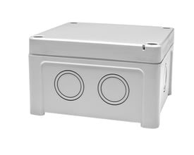 Fibox Tempo kasse TPCM111107, 110x110x60 mm, i RAL 7035 lys grå PC plast med gråt dæksel.