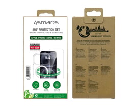 Emballagen til 4smarts 360° premium beskyttelsessæt til iPhone 18 Pro og 17 Pro med grafik af cover og skærmglas.