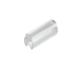Transparent kabelopmærkning fra Weidmüller i PVC til ledere med udvendig diameter på 4–6 mm, vist som en buet profil.