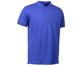 ID Identity polo stretch skjorte i kongeblå i størrelse 3XL, vist forfra på hvid baggrund, med synlig stolpe og tone i tone knapper.