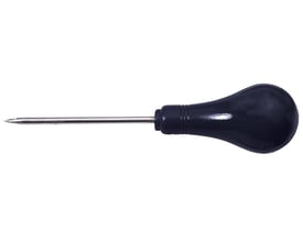 Ironside syl med rund 3 mm klinge, skarp spids og sort plastgreb, vist fra siden.