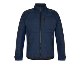 Engel jakke 1371-604 i mørkeblå, størrelse L, med quiltede paneler og lynlås foran.