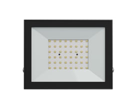 SpectrumLED 50 W LED-projektør i sort med 4000 K, vist forfra med synlige LED'er bag frontglasset.