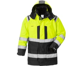 Kansas vinterparka 119628-271 i gul/sort, str. L, med reflekser og hætte.