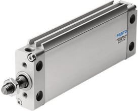 Festo DZF-25-50-A-P-A flad cylinder i aluminium med synlig stemplet modelnummer og tryk specifikationer på siden.