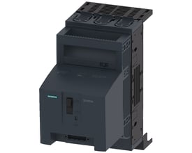 Siemens SENTRON 3NP1 sikringsafbryder, 3-polet, NH00, 160A, med tænd/sluk-håndtag og testfunktion.