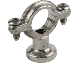 Forkromet rørbærer fra P.N. Erichsen til Ø18 mm rør, fremstillet af messing med kromfinish og synlige skruer.