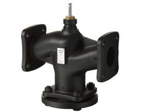 Siemens VVF32.15-4 2-vejs ventil med PN10 flange, DN15 og kvs 4, vist på neutral baggrund.