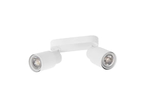 Detaljebillede af SLV PURI CW hvid loftlampe, viser de to GU10 fatninger med lyskilder.