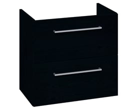 Dansani Mido+ vaskeskab i sort struktur med to skuffer og flotte metalgreb på hvid baggrund.