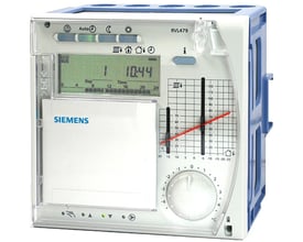 Siemens RVL479 varmeregulator, slave til sekundær varmekreds, med display og kontrolknapper.