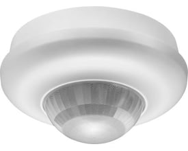 Niko KNX bevægelsessensor i hvid til påbygget montage med 360° dækningsvinkel og 8 meters rækkevidde for højloftsmontage.
