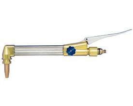 Aga X21-skæreindsats til acetylen og propan med 75° vinkel og 440 mm længde, vist fra siden.