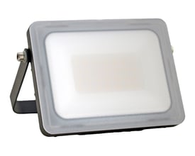 Slank LED projektør med 30W, 4000K og 2400 lumen, fremstillet i aluminium med justerbart monteringsbeslag og hvid diffuser.