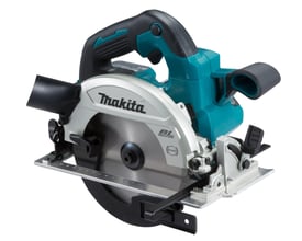 Makita 18V akku håndrundsav DHS660Z med klinge, justerbar sål og gummihåndtag, isoleret mod hvid baggrund.