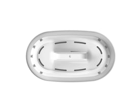 Top view af et hvidt Philips vandkandefilter til en vandkande, der viser filterets indre design og kanter.