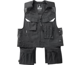 Sort Mascot Baza værktøjsvest i størrelse 2XL med mange lommer, lynlås og netpaneler for ventilation.